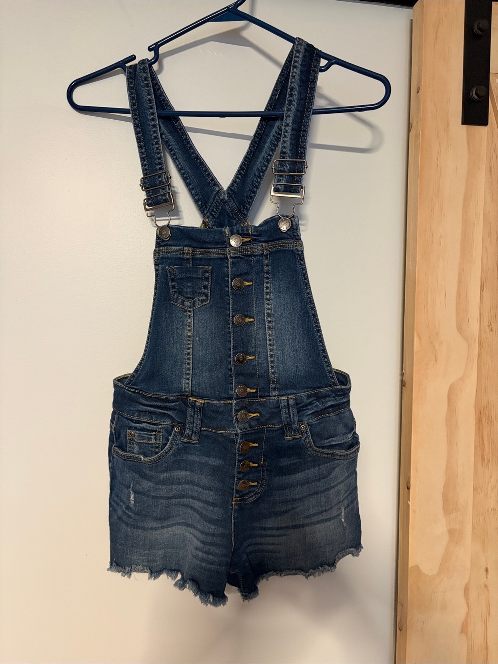 Hot Kiss Dark Blue Denim Short Overalls Romper size 3